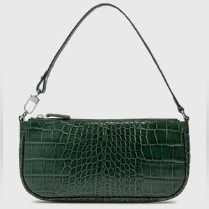 BY FAR Dark Green Croc Leather Rachel Bag